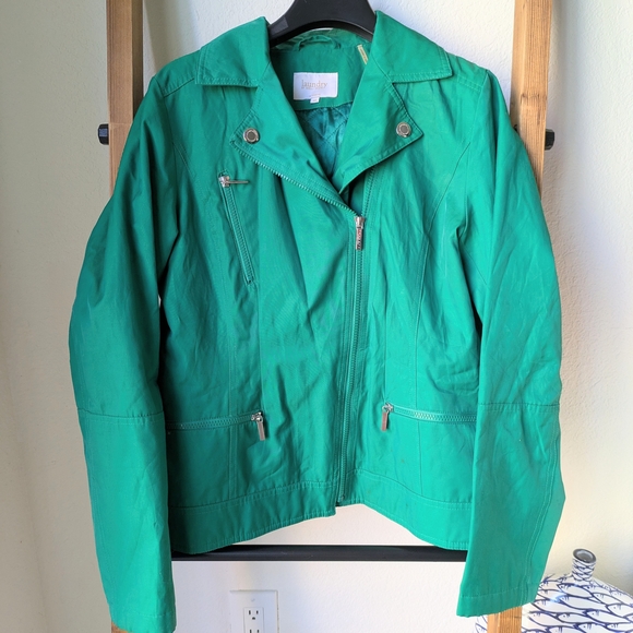 Laundry By Shelli Segal Women's Green Short Biker Jacket - Size M - Picture 1 of 5